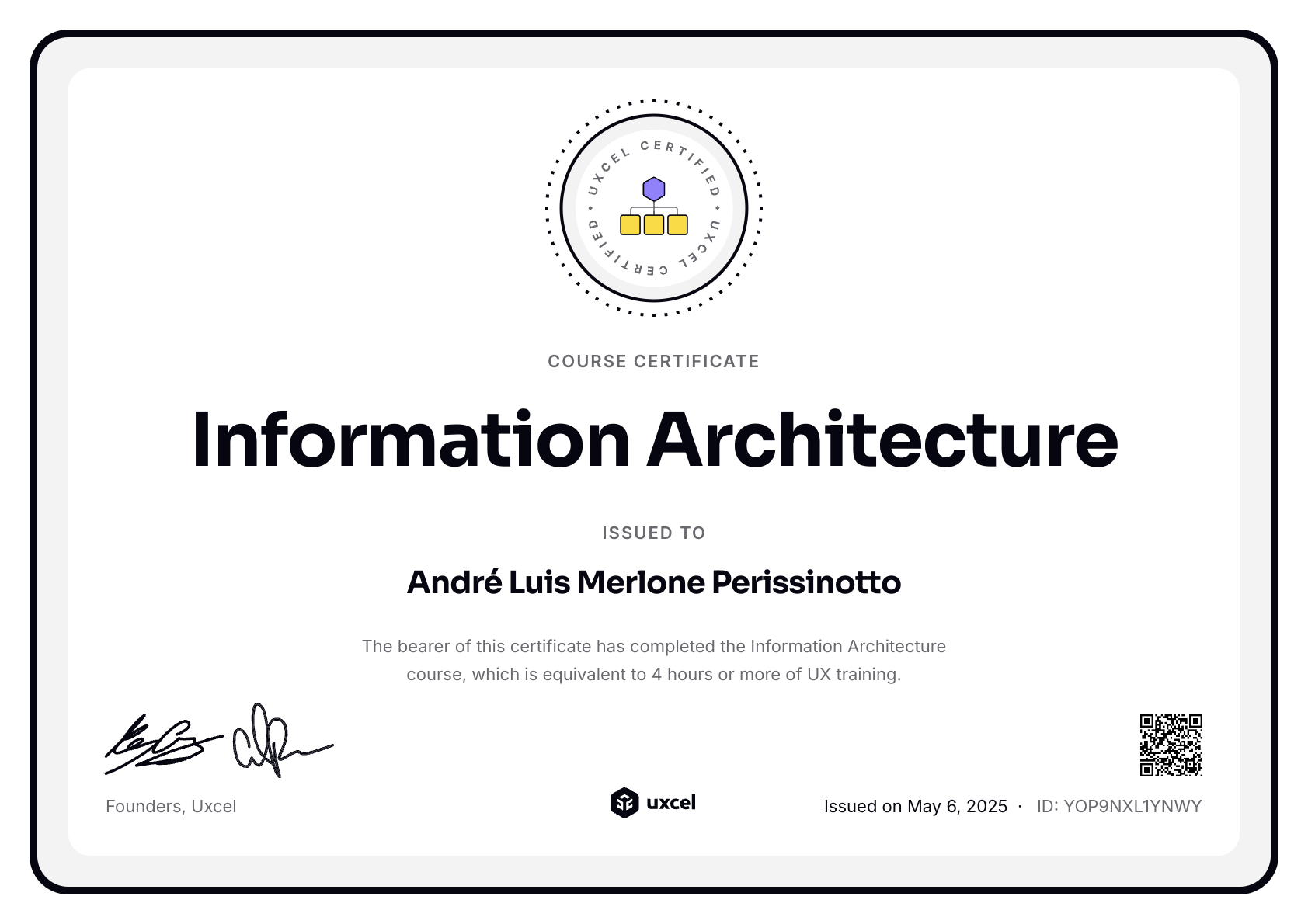 André Luis Merlone Perissinotto's certificate